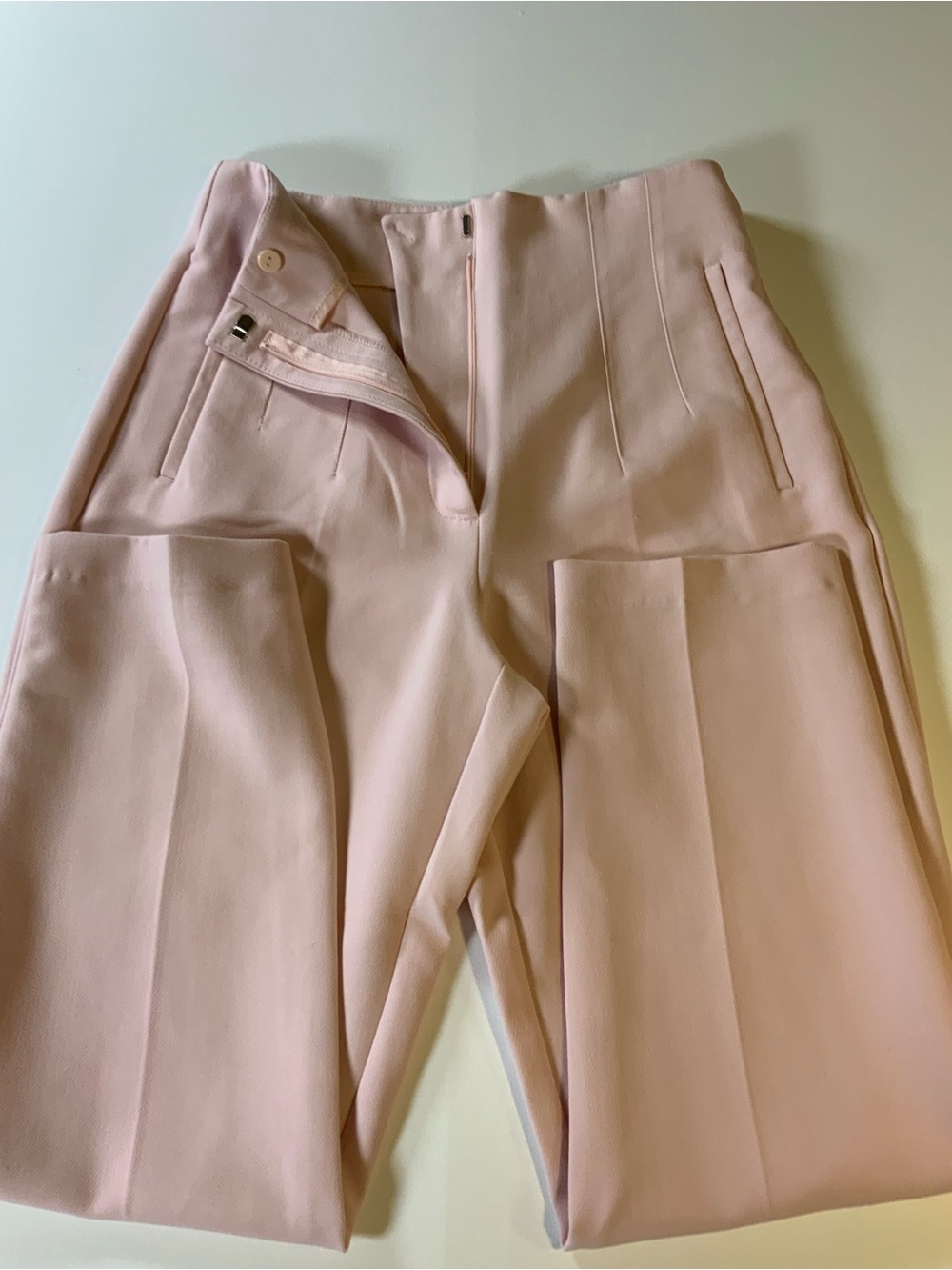 Zara High-Waist Flared Trousers Pink Trousers